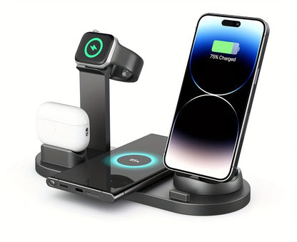 3-in-1 Wireless Charger Station Stand Dock - Foldable Travel Charger for iPhone 15/14/13/12/11, Apple Watch Series 9 to 2/Ultra, Airpods Pro - Compatible with Multiple Devices, Space-Saving Design for Home and Travel