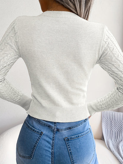 Women'S Long Sleeve Hollow Sweater | High Stretch Fabric, Crew Neck, Sexy Slim Fit, Autumn/Winter