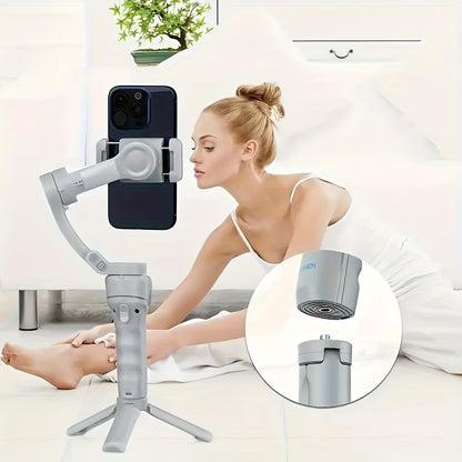 Three-Axis PTZ Stabilizer Plus - Intelligent Face Recognition, Anti-Shake, LED Fill Light, Wireless, Rechargeable Lithium Battery, USB Charging, Compatible With Apple And Samsung Mobile Phones