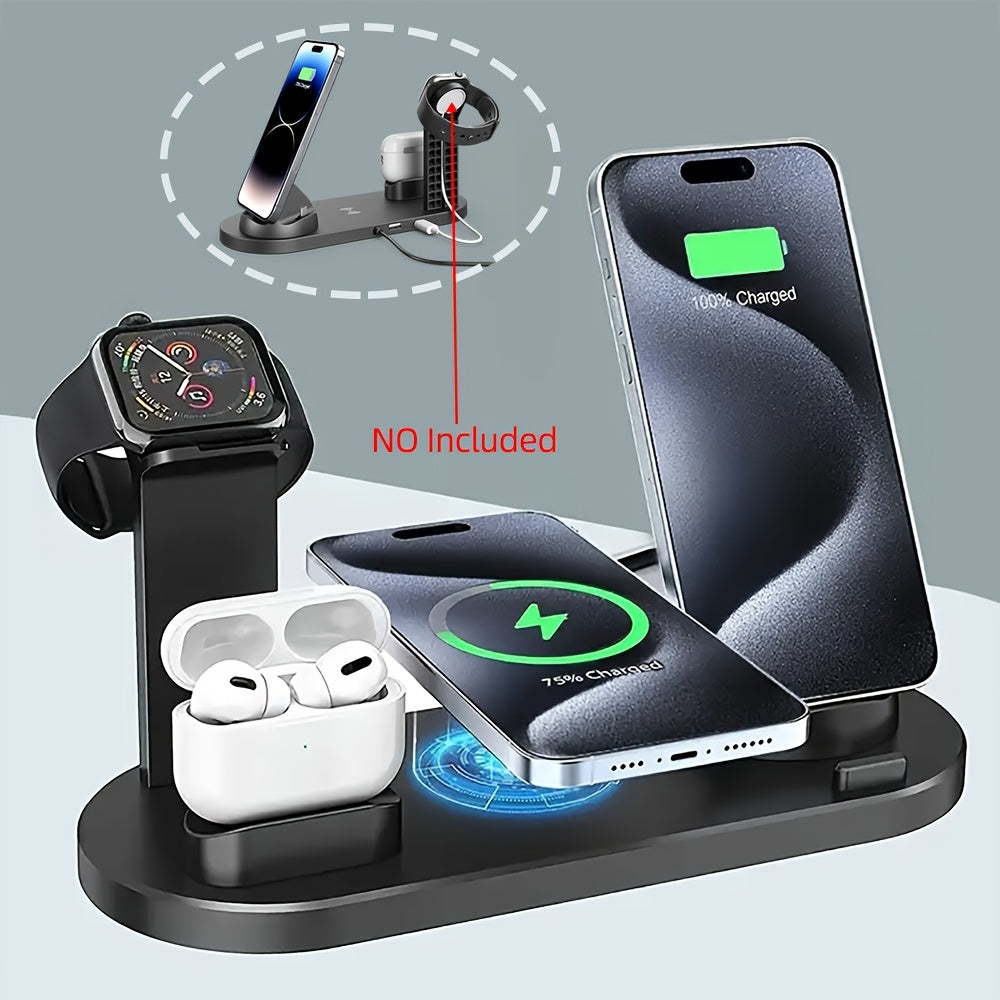 3-in-1 Wireless Charger Station Stand Dock - Foldable Travel Charger for iPhone 15/14/13/12/11, Apple Watch Series 9 to 2/Ultra, Airpods Pro - Compatible with Multiple Devices, Space-Saving Design for Home and Travel