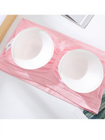 [Plus Size Strapless Bra] Plus Size Double-Layer Strapless Bra | Anti-Slip, Removable Pads, No Underwire, Seamless Smoothing, High Elasticity, Black Camisole Top | For Casual Attire, Comfortable Daily Wear, Offshoulder Fashio