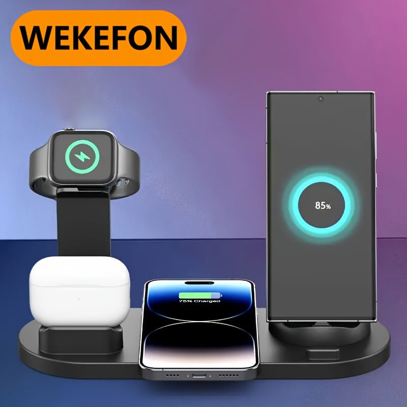 3-in-1 Wireless Charger Station Stand Dock - Foldable Travel Charger for iPhone 15/14/13/12/11, Apple Watch Series 9 to 2/Ultra, Airpods Pro - Compatible with Multiple Devices, Space-Saving Design for Home and Travel