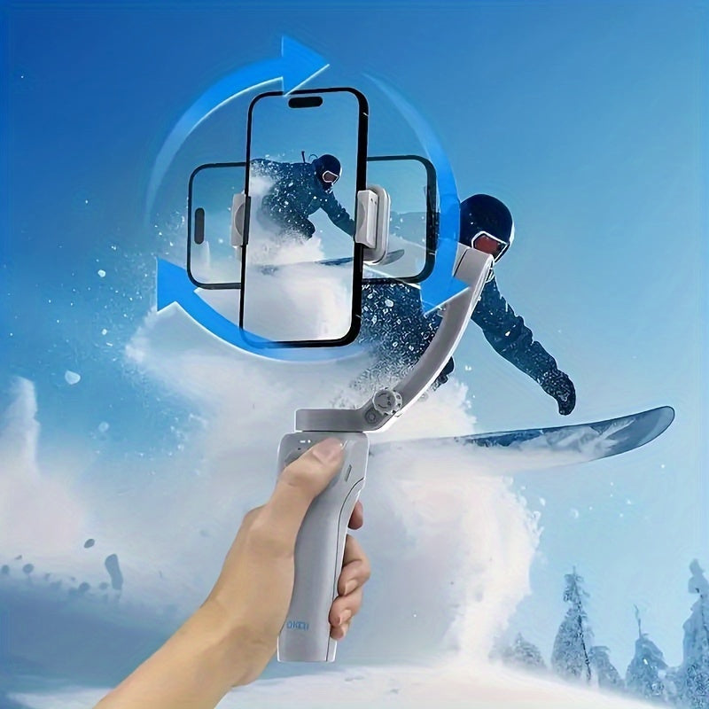 Three-Axis PTZ Stabilizer Plus - Intelligent Face Recognition, Anti-Shake, LED Fill Light, Wireless, Rechargeable Lithium Battery, USB Charging, Compatible With Apple And Samsung Mobile Phones