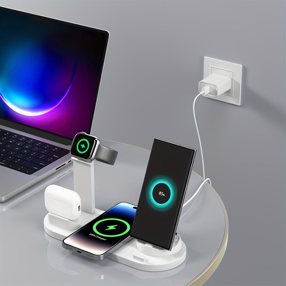 3-in-1 Wireless Charger Station Stand Dock - Foldable Travel Charger for iPhone 15/14/13/12/11, Apple Watch Series 9 to 2/Ultra, Airpods Pro - Compatible with Multiple Devices, Space-Saving Design for Home and Travel
