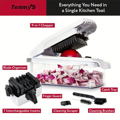 1 Set, 8 In 1 Luxury Vegetable Chopper Kitchen Gift | Onion Chopper And Cutter | Peeler, Spiral, Lemon Squeezer, Egg Slicer And Separator Kitchen Gadgets, Kitchen Utensils, Kitchen Supplies, Kitchen Accessories, Kitchen Stuff